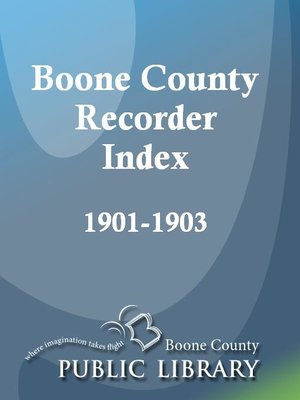 cover image of Boone County Recorder Index, 1901 - 1903